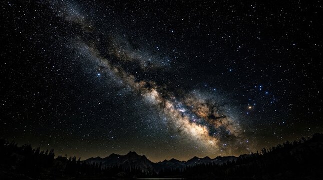 Celestial River: Milky Way Over Mountain Silhouette
