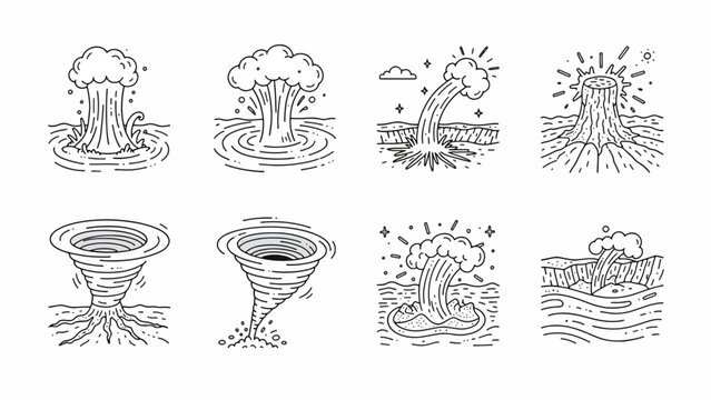 Weather storm icons tornado hurricane.