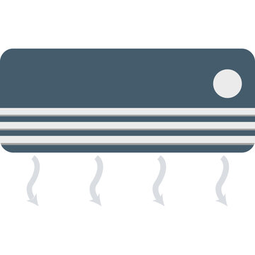 Air Conditioner Icon on Circular Background, Cooling System Flat Vector Illustration