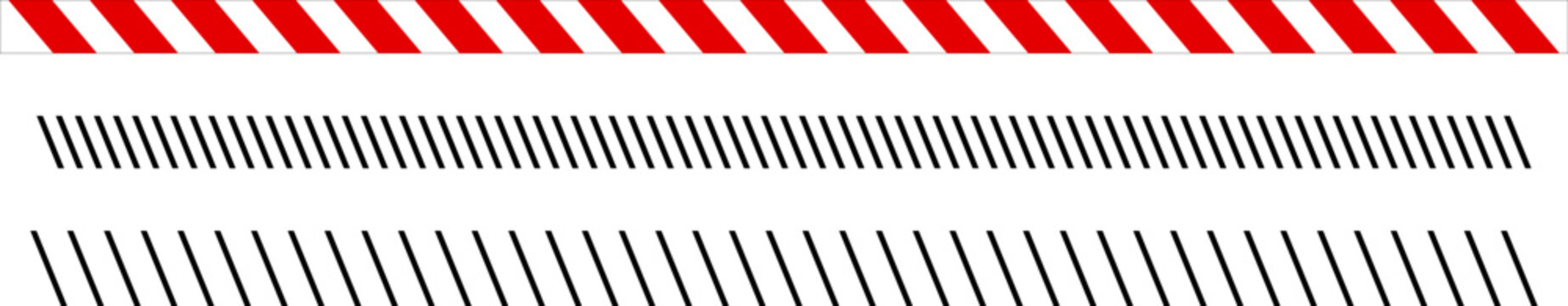 Slash line. Border with diagonal lines set. Angle of tilt stripes. Black pattern of footer