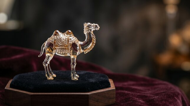 Crystal camel figurine displayed as a decorative ornament for holiday decor