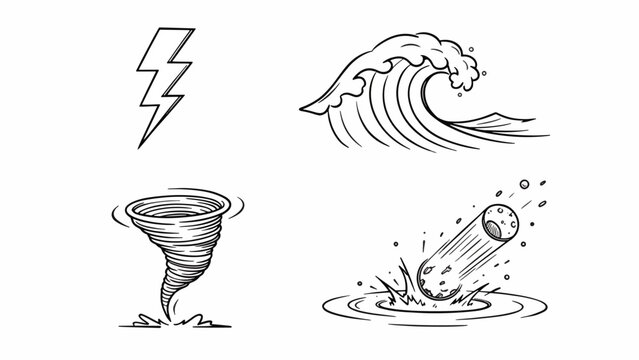 Weather storm symbols icons set.
