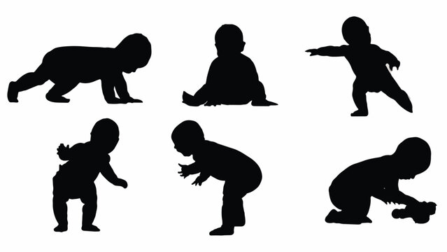 Baby Silhouettes in Various Poses.