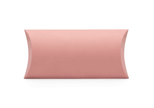 Pink Pillow Box Packaging Mockup, Gift Box Isolated on White Background
