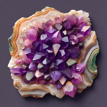 A stunning amethyst cluster displayed in its raw, natural form