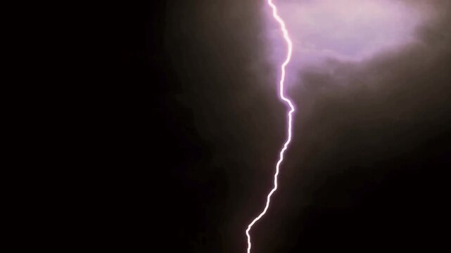 Lightning Bolts Flashing in Dark Night Sky