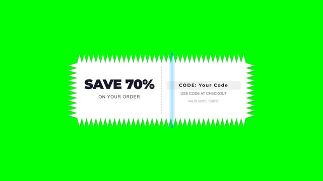 Save 70 Percent Discount Coupon Set on Green Screen