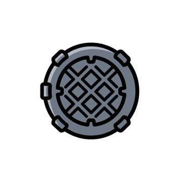 Round Metal Grate Icon Isolated on White Background
