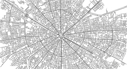 Detailed City Map Aerial View Black and White. © siti