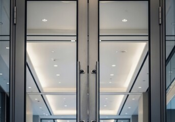 Fototapeta premium モダンなガラスドアと明るい室内空間