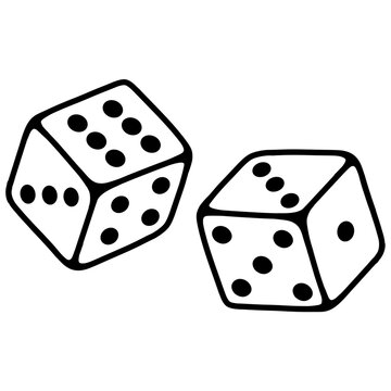 cartoon illustration outline of a pair of dice 
