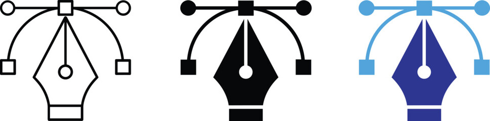 Pen tool vector path icon set for graphic design and creativity © AYESHA