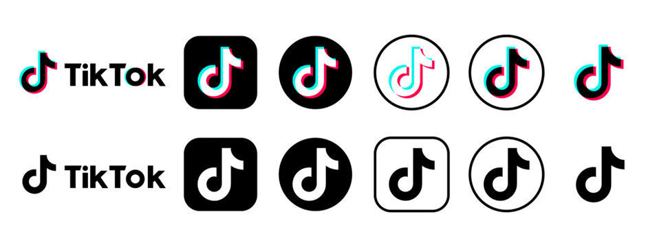 tiktok logo icon. tik tok short video streaming social media platform