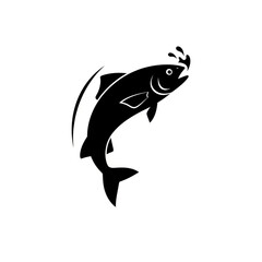 Naklejka premium Dynamic Leaping Fish Vector Minimal Fishing Sport Illustration