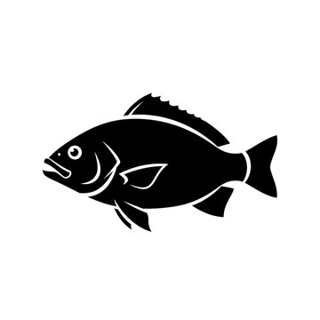 Detailed River Fish Black Silhouette Logo Isolated Illustration