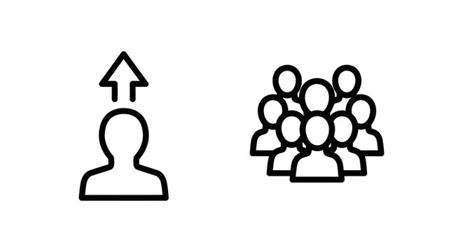 User impact high icon and mass affected group icon with affected increase population community connection influence consequence illustration analysis statistics projection development