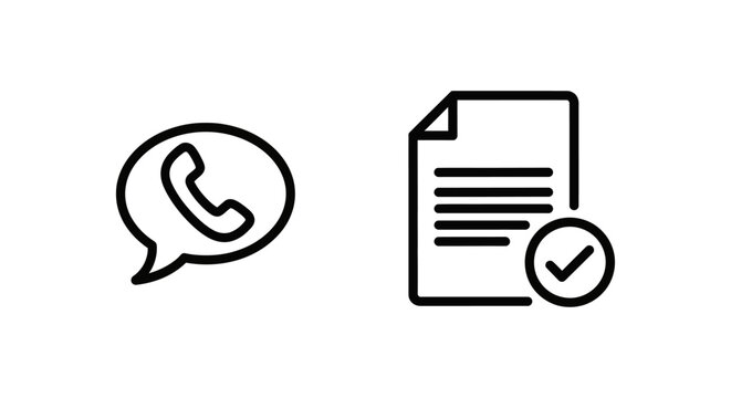 Call feedback and document feedback icons for communication and customer service with feedback document communication customer complete approval successful business pictogram interface