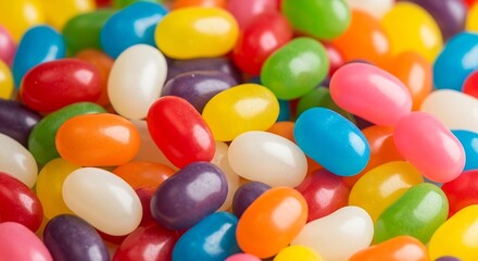 Obraz premium Close up of assorted colorful jelly beans background texture pattern