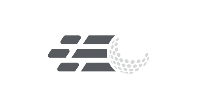 Abstract motion graphics golf ball in gray and white colors