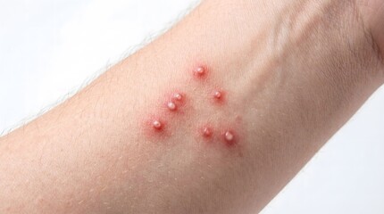 Fototapeta premium Insect bites and skin irritation on human arm