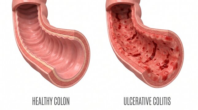 Ulcerative Colitis vs Healthy Colon Medical Comparison