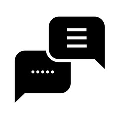Naklejka premium Chat message icon. Technology and messaging filled symbol. Black and white.