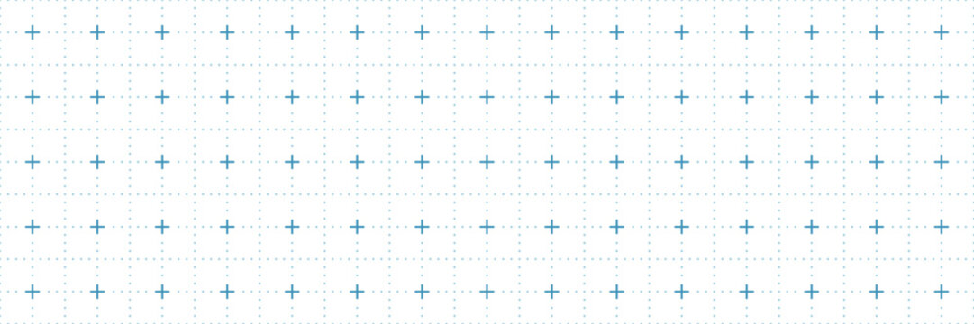 Light abstract grid with dotted lines and blue crosses creating soft technical pattern ideal for user interface backgrounds modern templates digital systems visualization and structured layout concept