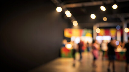Fototapeta premium Dynamic crowd at a modern indoor exhibition or corporate event