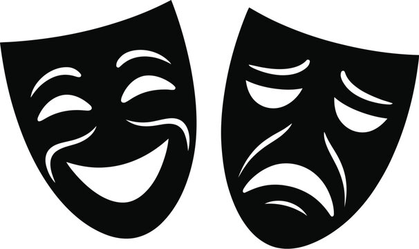 Theater comedy and tragedy masks vector illustration representing drama performance acting entertainment and the classic arts symbols for stage and film.
