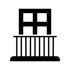 Fototapeta premium Balcony railing icon. Architecture and building exterior filled symbol. Black and white.