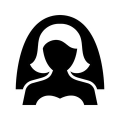Bride silhouette icon. People and wedding filled symbol. Black and white. © M.Style