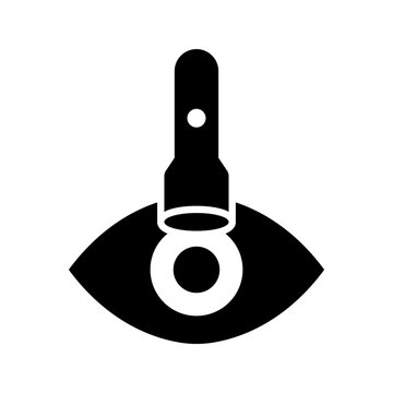 Eye examination icon. Healthcare and ophthalmology filled symbol. Black and white.