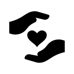 Heart care icon. Community and charity filled symbol. Black and white. © M.Style