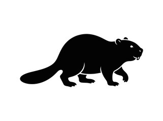 Fototapeta premium Beaver silhouette on a white background black animal profile