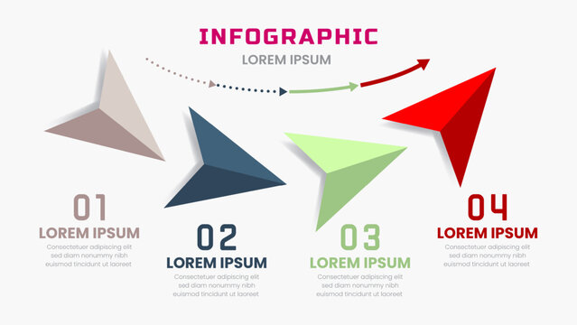 4-Step Origami Arrow Infographic Flowchart