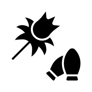 Thistle seed icon. Science and seeds filled symbol. Black and white.