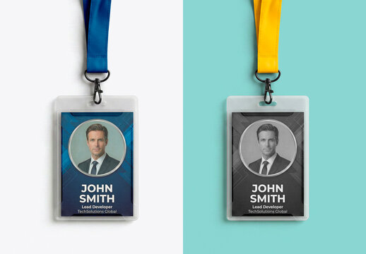Hanging blank ID card holder mockup