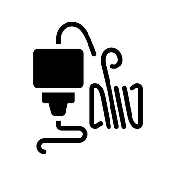 3d extruder icon. Industry and 3d printing filled symbol. Black and white.