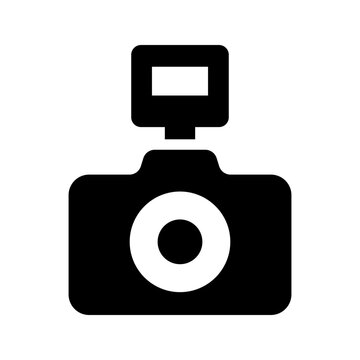 Camera flash icon. Media and photography filled symbol. Black and white.