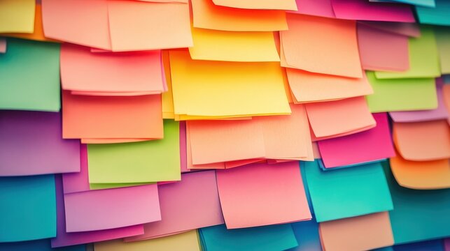 A Vibrant Wall Filled With Colorful Sticky Notes Representing Creative Brainstorming Sessions and Idea Generation