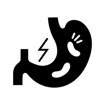 Stomach ulcer icon. Healthcare and gastroenterology filled symbol. Black and white.