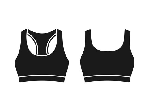 Sports bra silhouette black and white isolated vector illustration