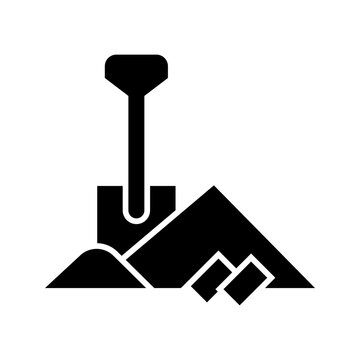 Shovel soil icon. Industry and hand tools filled symbol. Black and white.
