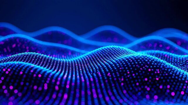 Abstract blue wave pattern with purple dots