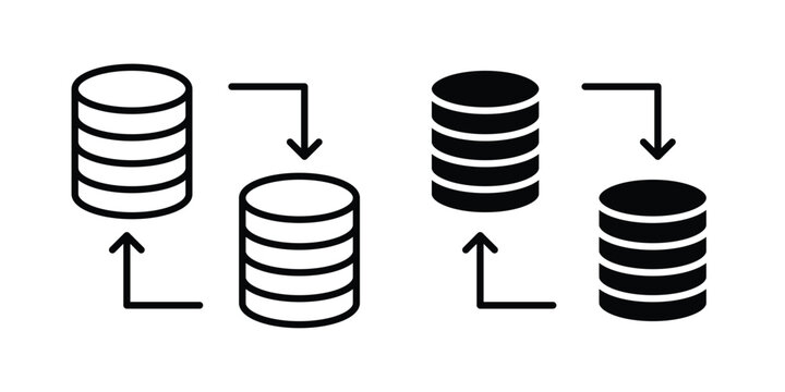 Data Migration icon design illustrator set. Icons in line and clipart