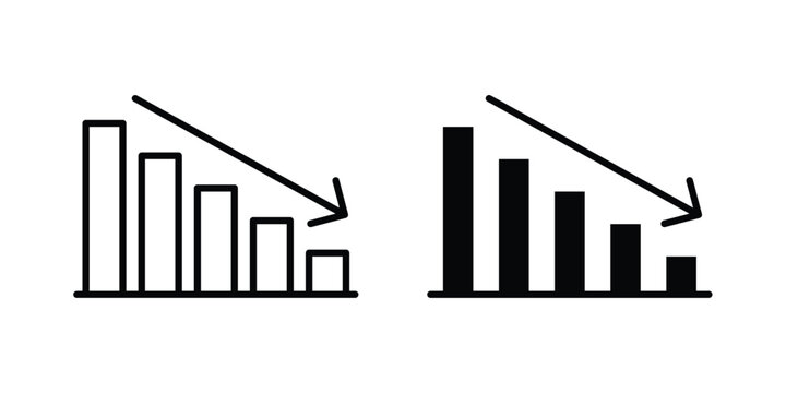 Decrease icon design illustrator set. Icons in line and clipart