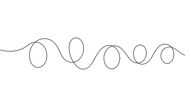 Curved squiggle line icon sign continuous one line drawing single art on white background minimalist loopy wave divider symbol 4k animation video
