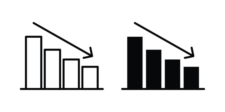 Decrease icon design illustrator set. Icons in line and clipart