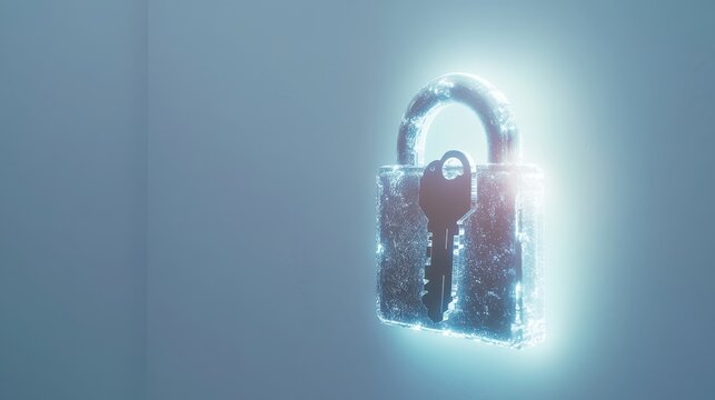 Digital Lock and Key Icon Representing Online Security and Data Protection