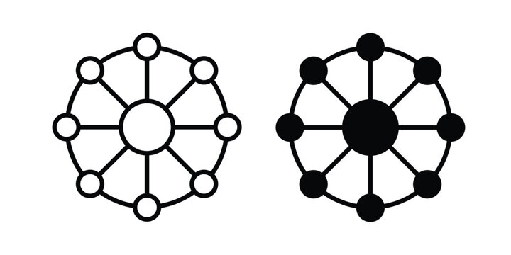 Dependency icon design illustrator set. Icons in line and clipart
